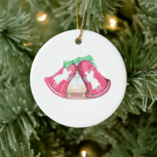 Ornamento De Cerâmica Presépio Sino de Natal