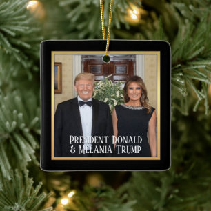 Ornamento De Cerâmica President Donald Trump & Melania Elegant 2020