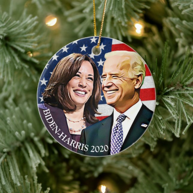 Ornamento De Cerâmica Presidente Biden e vice-presidente Harris Keepsaes (Árvore)