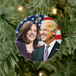 Ornamento De Cerâmica Presidente Biden e VP Harris Keepsaes