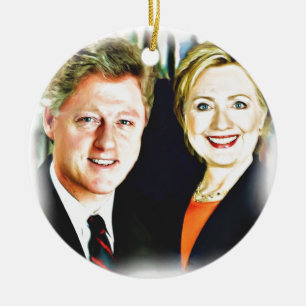 Ornamento De Cerâmica Presidente Bill Clinton e Presidente Hillary Clint