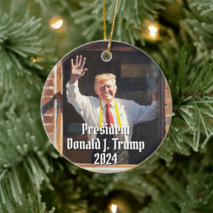 Ornamento De Cerâmica Presidente Donald J. Trump Fast Comida Engraçado 2