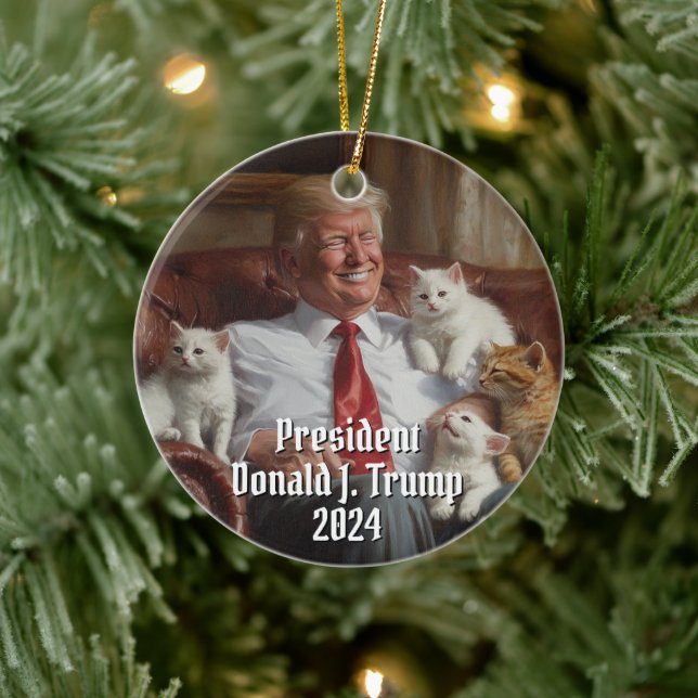 Ornamento De Cerâmica Presidente Donald J. Trump Gats Kittens Engraçado  (Árvore)