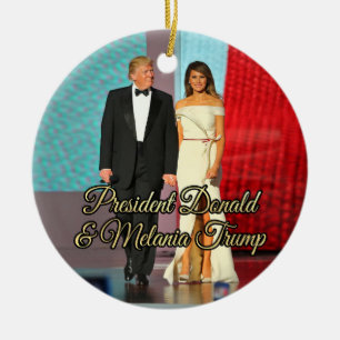 Ornamento De Cerâmica Presidente Donald Trump & foto de Melania