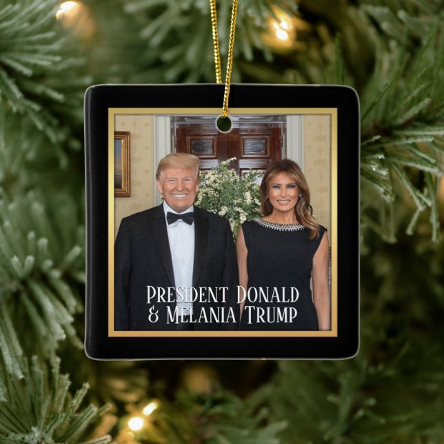Ornamento De Cerâmica Presidente Donald Trump & Melania Elegant 2020 (Árvore)