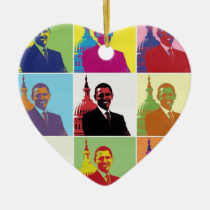 Ornamento De Cerâmica Presidente Obama Pop Art