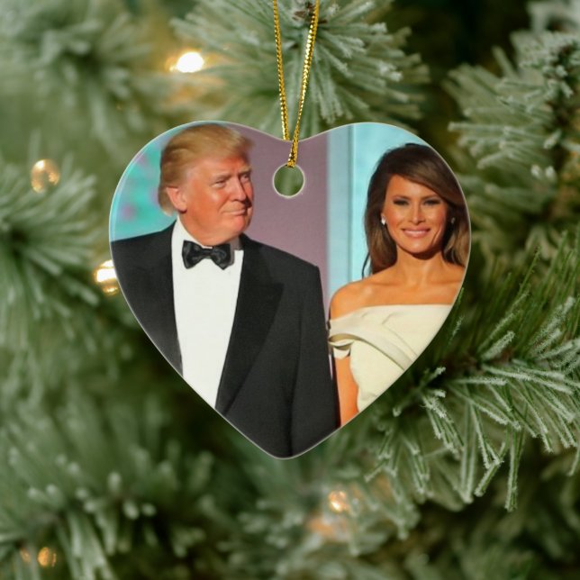 Ornamento De Cerâmica Presidente Trump e Primeira-Dama Melania Trump (Árvore)