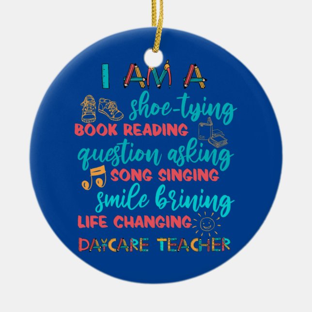 Ornamento De Cerâmica Prestador de Escolas Crianças Cuidam de Cuidados d (Frente)