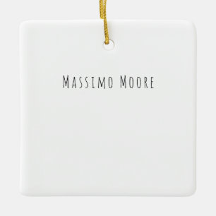 Ornamento De Cerâmica Preto Branco Simples Elegante Casual Nome Próprio