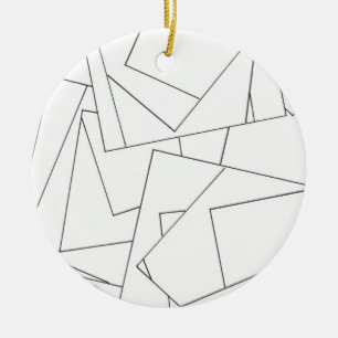 Ornamento De Cerâmica Preto e Branco Geométrico-Moderno Minimalista