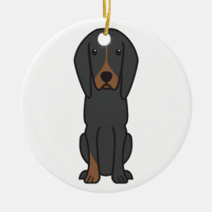 Ornamento De Cerâmica Preto e desenhos animados do cão do Coonhound de