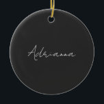 Ornamento De Cerâmica Preto profissional adicione o seu nome, retro de e<br><div class="desc">Este modelo pode ser personalizado para atender a todas as ocupações pessoais.</div>