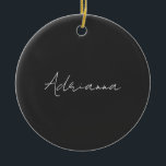 Ornamento De Cerâmica Preto profissional adicione o seu nome, retro de e<br><div class="desc">Este modelo pode ser personalizado para atender a todas as ocupações pessoais.</div>