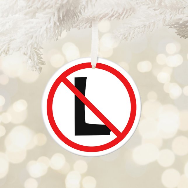 Ornamento De Cerâmica Preto Vermelho e Branco Não L (Funny Noel No L Pun Ceramic Ornament)