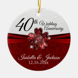 Ornamento De Cerâmica Pretty Rudy Flower Anniversary Keepsake