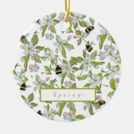 Ornamento De Cerâmica Primavera jardim florescente e mamangabas