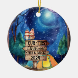 Ornamento De Cerâmica Primeira Aventura de Casal de Natal