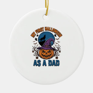 Ornamento De Cerâmica Primeira Camisa de Papai do Halloween Vintage Abób