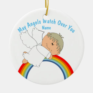 Ornamento De Cerâmica Primeira Comunhão do Bebê, Batismo, Foto de Godchi