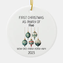Primeira Família de Natal de 5 Vintage Ornament