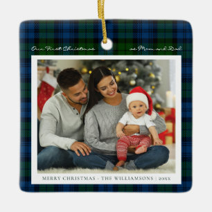 Ornamento De Cerâmica Primeira Família de Xadrezes de Natal Foto Campbel