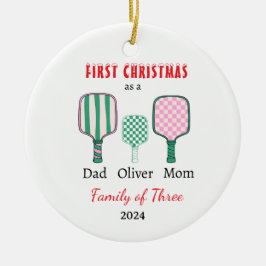 Ornamento De Cerâmica Primeira família natalícia de três Photo Keepsawn