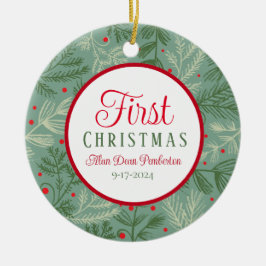 Ornamento De Cerâmica Primeira Foto de Natal