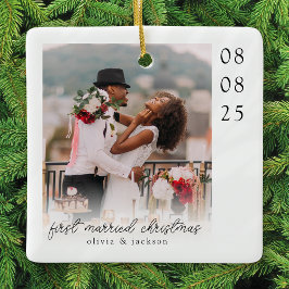 Ornamento De Cerâmica Primeira Foto de Natal Casados Presente