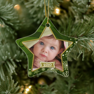 Ornamento De Cerâmica Primeira Foto de Natal do Bebê