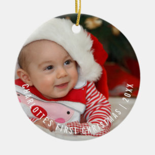 Ornamento De Cerâmica Primeira Foto de Natal do Bebê Personalizado