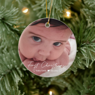 Ornamento De Cerâmica primeira letra branca moderna do natal