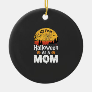 Ornamento De Cerâmica Primeira Mãe de Halloween Design Vintage Pôr do So