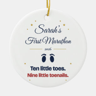 Ornamento De Cerâmica Primeira Maratona Personalizada Dez Dedos Nove Unh