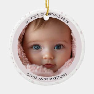 Ornamento De Cerâmica Primeira Neve de Natal da Bebê Menina Foto