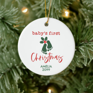 Ornamento De Cerâmica Primeira Ornação Coelhinha de Natal Personalizada 