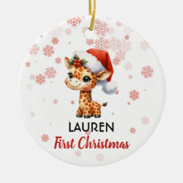Ornamento De Cerâmica Primeira Ornação de Bebê de Girafa de Natal