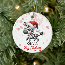 Ornamento De Cerâmica Primeira Ornação de Bebê Zebra Bonita de Natal