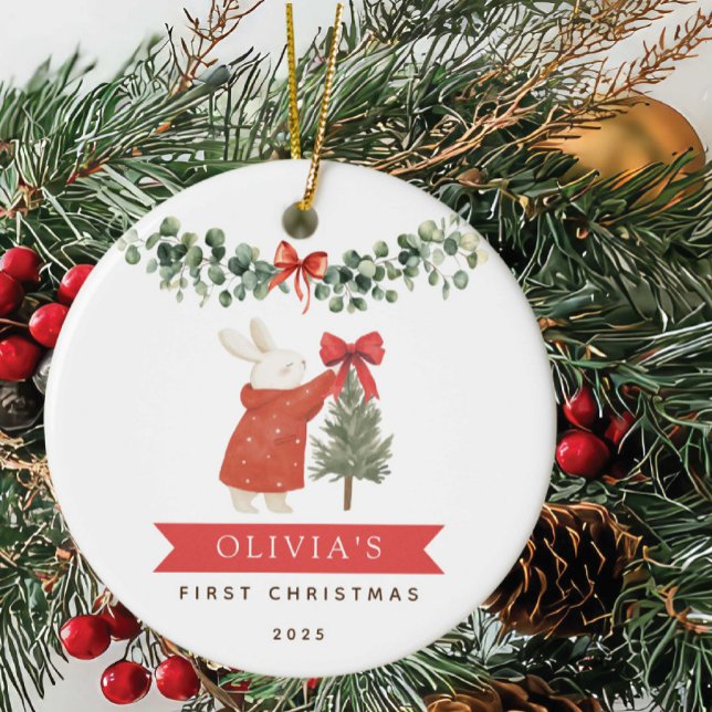 Ornamento De Cerâmica Primeira Ornação de Natal do Bebê (Criador carregado)