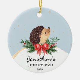 Ornamento De Cerâmica Primeira Ornação de Natal do Bebê Hedgehog