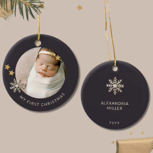 Ornamento De Cerâmica Primeira Ornação de Natal do Bebê Personalizado
