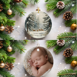 Ornamento De Cerâmica Primeira Ornação de Natal do Bebê Personalizado