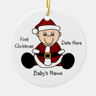 Ornamento De Cerâmica Primeira Ornação de Natal do Elf Personalizável