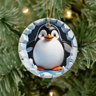 Ornamento De Cerâmica Primeira Ornação Pinguim de Natal