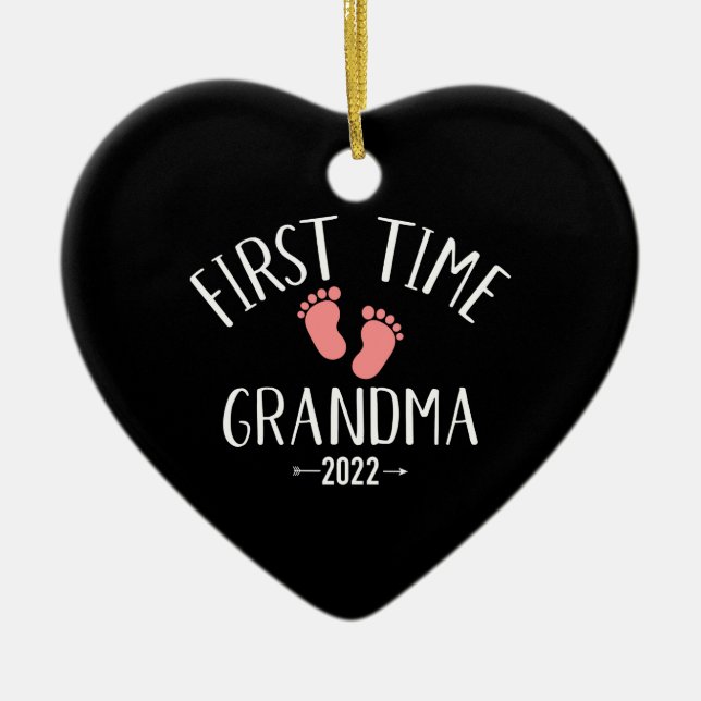 Ornamento De Cerâmica Primeira vez, vovó 2022 para vovó (Frente)