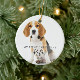 Ornamento De Cerâmica Primeiras Fotos de Natal do Pet