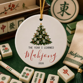 Ornamento De Cerâmica Primeiro ano em que aprendi mahjong natal