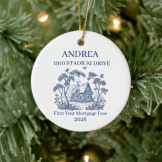 Ornamento De Cerâmica Primeiro Ano Hipoteca Grátis Nome Personalizado En