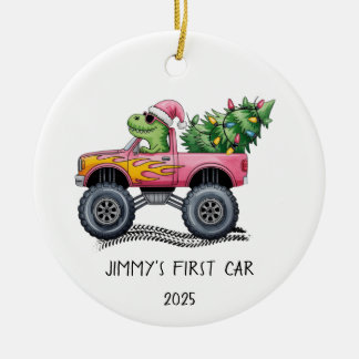 Ornamento De Cerâmica Primeiro Carro Personalizado Caminhão Monstro Dino