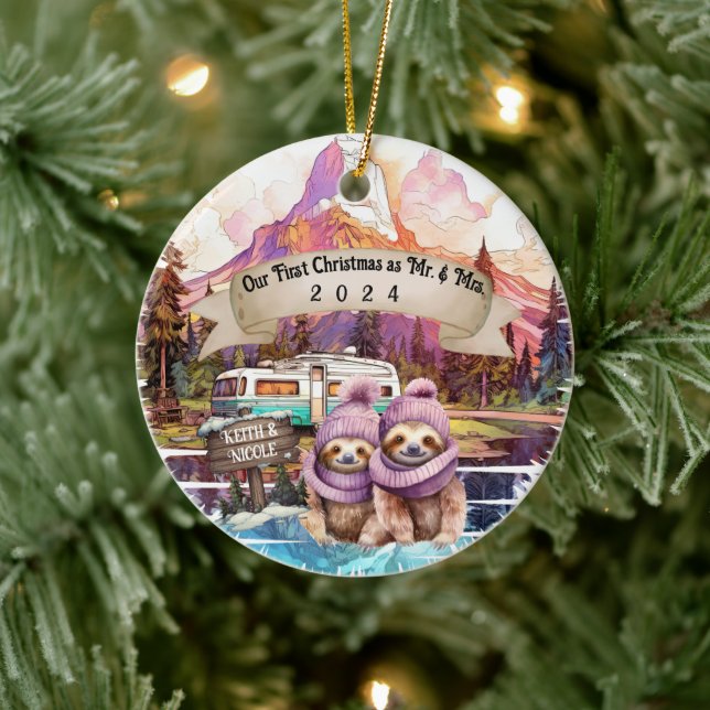 Ornamento De Cerâmica Primeiro Casal de Natal - Campanha RV Recém-casada (Árvore)