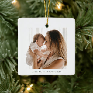 Ornamento De Cerâmica Primeiro Dia das Mães Personalizado Foto da Mamãe
